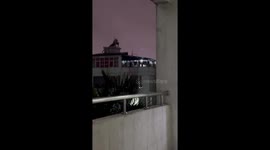 An unidentified flying object (UFO) appears as a bright light in the sky over Hanoi, Vietnam, before disappearing after a few seconds.