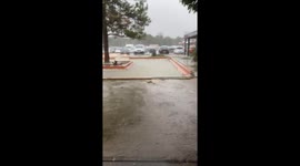Heavy rainfall floods parking area during Mediterranean storm in Montpellier, France