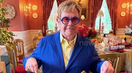 UNCAPTIONED: Elton John celebrates ongoing success of festive song Step into Christmas