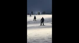 Skiing collision between two men on slope in Henan, China