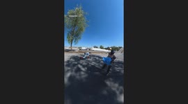 Downhill Inline Skater Falls Forward