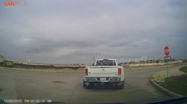 Toyota Camry Strikes Dodge Ram and Flips on Barrier