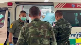 Ambulance convoy transports injured Thai soldiers to military hospital