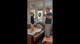 Grandpa nails one‑arm lift with grandson after daughter declines—family challenge clip delights viewers
