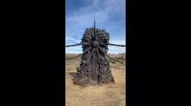 Close-Up Of Mysterious Game Statue That Appeared In Desert
