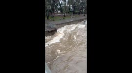 LA River surges during Pineapple Express storm in California, USA