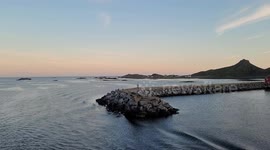 Midnight Sun Arrival to Værøy Harbor – Red Cottage and Transverse Wave Patterns in Sea. Part 1