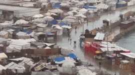 Gaza Seaport Storm Makeshift Tents
