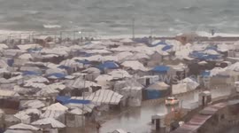 Gaza Seaport Storm Makeshift Tents
