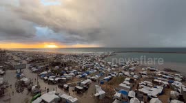 Gaza Seaport Storm Makeshift Tents