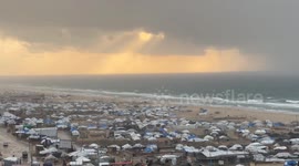 Gaza Seaport Storm Makeshift Tents