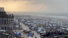 Gaza Seaport Storm Makeshift Tents