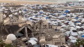 Gaza Seaport Storm Makeshift Tents