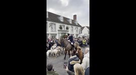Huntsman Simon Dunn doing the Boxing Day parade in New Alresford