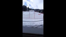 Woman crashes into fence while skiing in Saint-Gervais-les-Bains, France