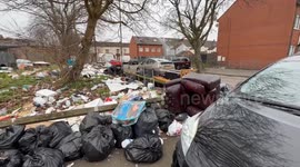 Mountains of Christmas rubbish pile up on the streets of Birmingham