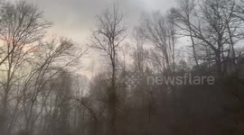 Thick morning fog reduces visibility in Gray, Kentucky, USA