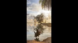 Swing mishap sends two friends into the lake in Muaro Mati, Indonesia