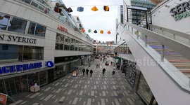 Stockholm Elevated Pedestrian Street View – Busy Downtown Life from Upper Level (Editorial Use)