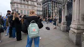 London Westminster Street Scene – Bagpiper in Kilt and Preacher with Sign (Editorial Use)