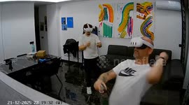 Dad ends up on the floor while trying to escape in VR game