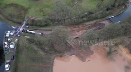 New footage shows narrowboats stranded in collapsed canal