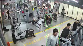 Gym machine cable snaps as fitness fanatic does lat pulldowns