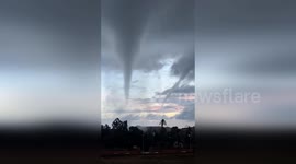 Spain: Dramatic Double Waterspouts Hit City in Spain