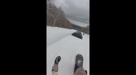Snowboarder Learns About Not Slowing Down in the Terrain Park
