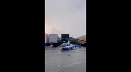 TV helicopter makes emergency landing in car park in Brazil