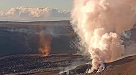 Lava tornado swirls across vents of volcano in Hawaii
