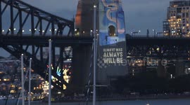Projections on the pylons of the Sydney Harbour Bridge on New Year's Eve, Australia