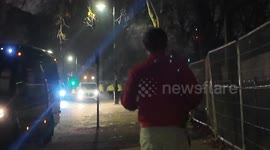 Primrose Hill in Camden is totally fenced up and surrounded by a large police and security presence to prevent people observing the New Years Eve fireworks