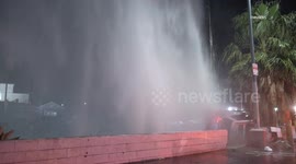 US, Los Angeles: North Hills Car Hits Hydrant And Lands On Side