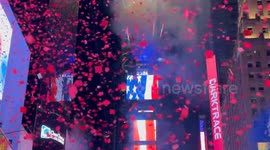 Red, white, blue confetti falls over Times Square with Ray Charles 'America The Beautiful' in America 250 tribute