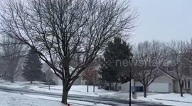 Heavy snowstorm hits Waunakee, Wisconsin, USA