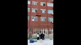 Cat rescued from high ledge in Heilongjiang, China