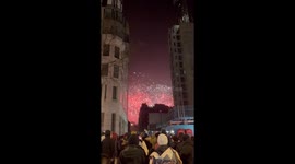 New Year’s Eve fireworks light up London streets in England, UK