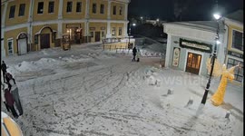 Vandal damages New Year's angel display in Arzamas, Russia