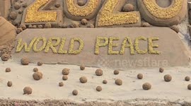India: Spectacular Sand Art: Welcoming 2026 with artist Sand Artist world peace message