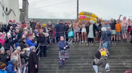 People brave the cold conditions for New Years Day dip near Edinburgh