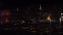 The annual firework craziness in Iceland can be found in all towns and villages - Drone video with actual HQ sound from the ground
