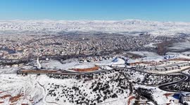 DRONE - Snowfall covers Duhok in Iraq
