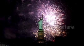 New Year fireworks illuminate Statue of Liberty in New York