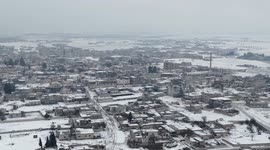 Snowfall blankets Tel Abyad in northern Syria