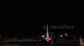 Syrians gather at Umayyad Square in Damascus to welcome New Year