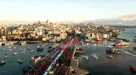 Pro-Palestine march brings around 400 groups to Galata Bridge on New Year’s Day in Istanbul