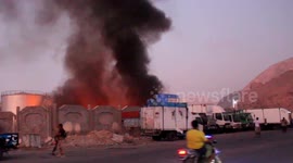 Saudi-led coalition forces target weapons at the Mukalla port in Yemen