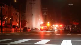 US, Los Angeles: Van Nuys Vehicle Collides With Parked Car And Fire Hydrant