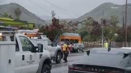 US, Los Angeles: Lake View Terrace Metro Bus Crashes Through Fence Into Back Yard